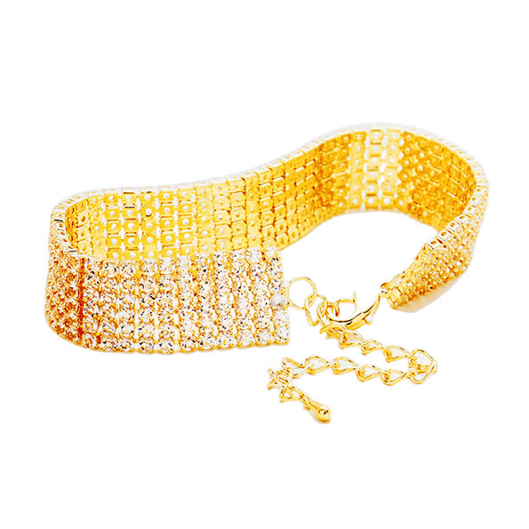 6 Rows Pave CZ Tennis Evening Bracelet