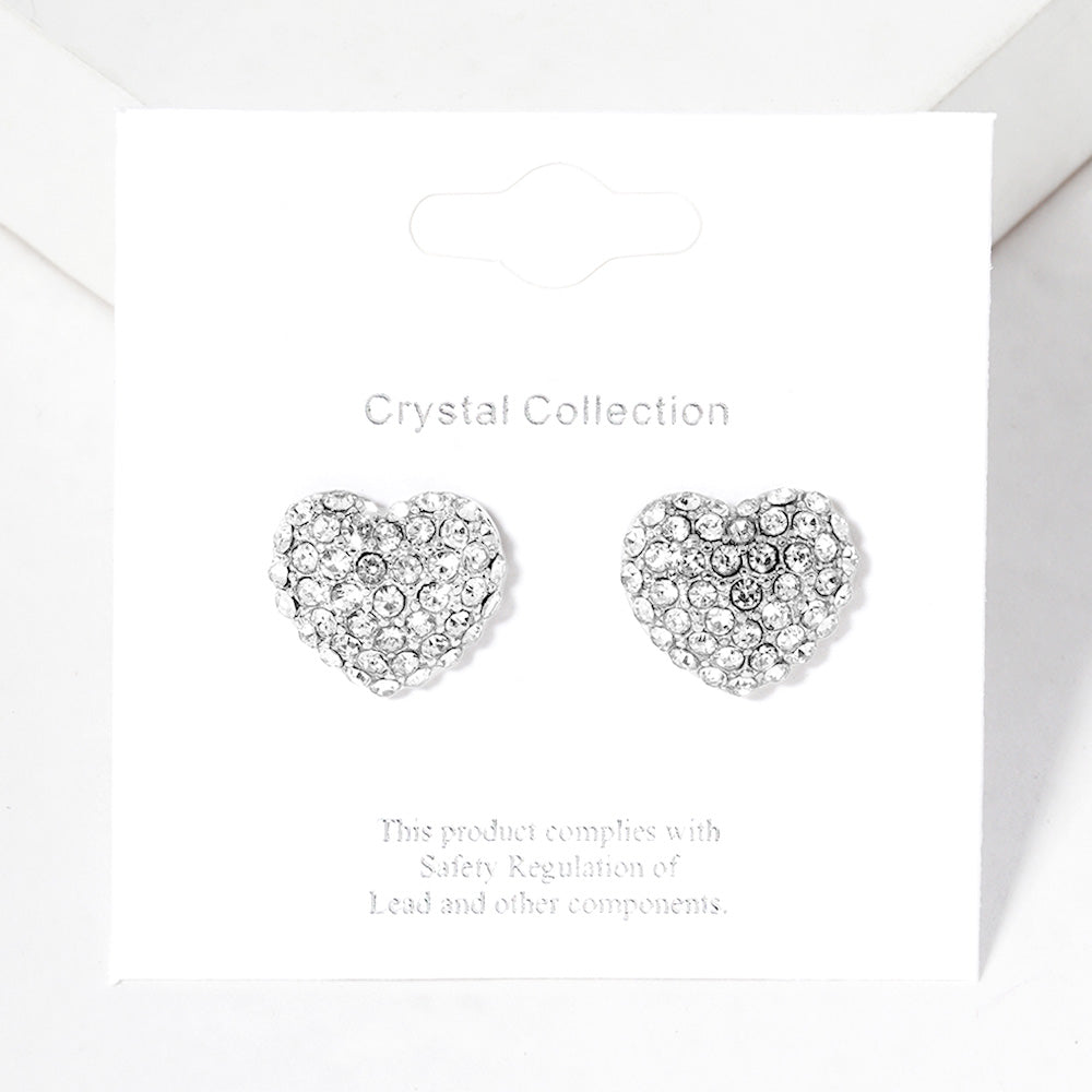 Crystal Pave Heart Stud Earrings
