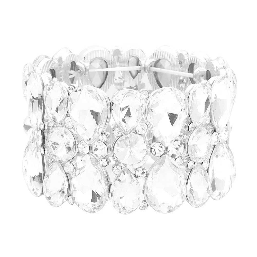 Teardrop Crystal Stretch Evening Bracelet