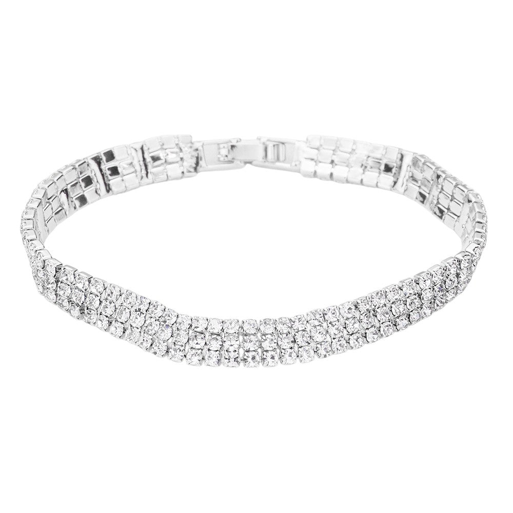 3Rows Rhinestone Evening Bracelet