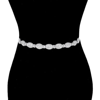 Oval Shaped Sash Ribbon Bridal Wedding Belt Headband