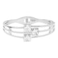Stainless Steel Triple Square Stone Pointed Hinged Bangle Bracelet
