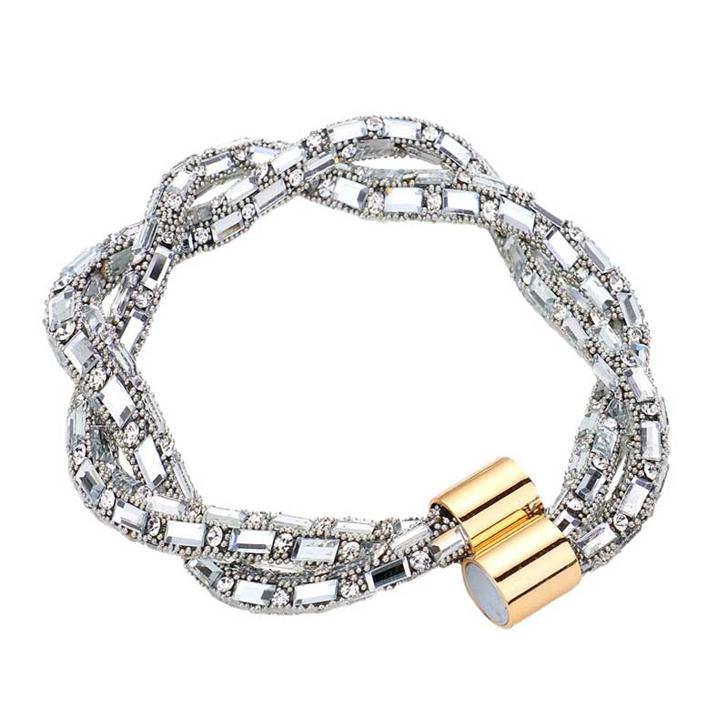 Stone Embellished Twisted Magnetic Bracelet