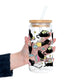 Black Cats on Books Glass Cups