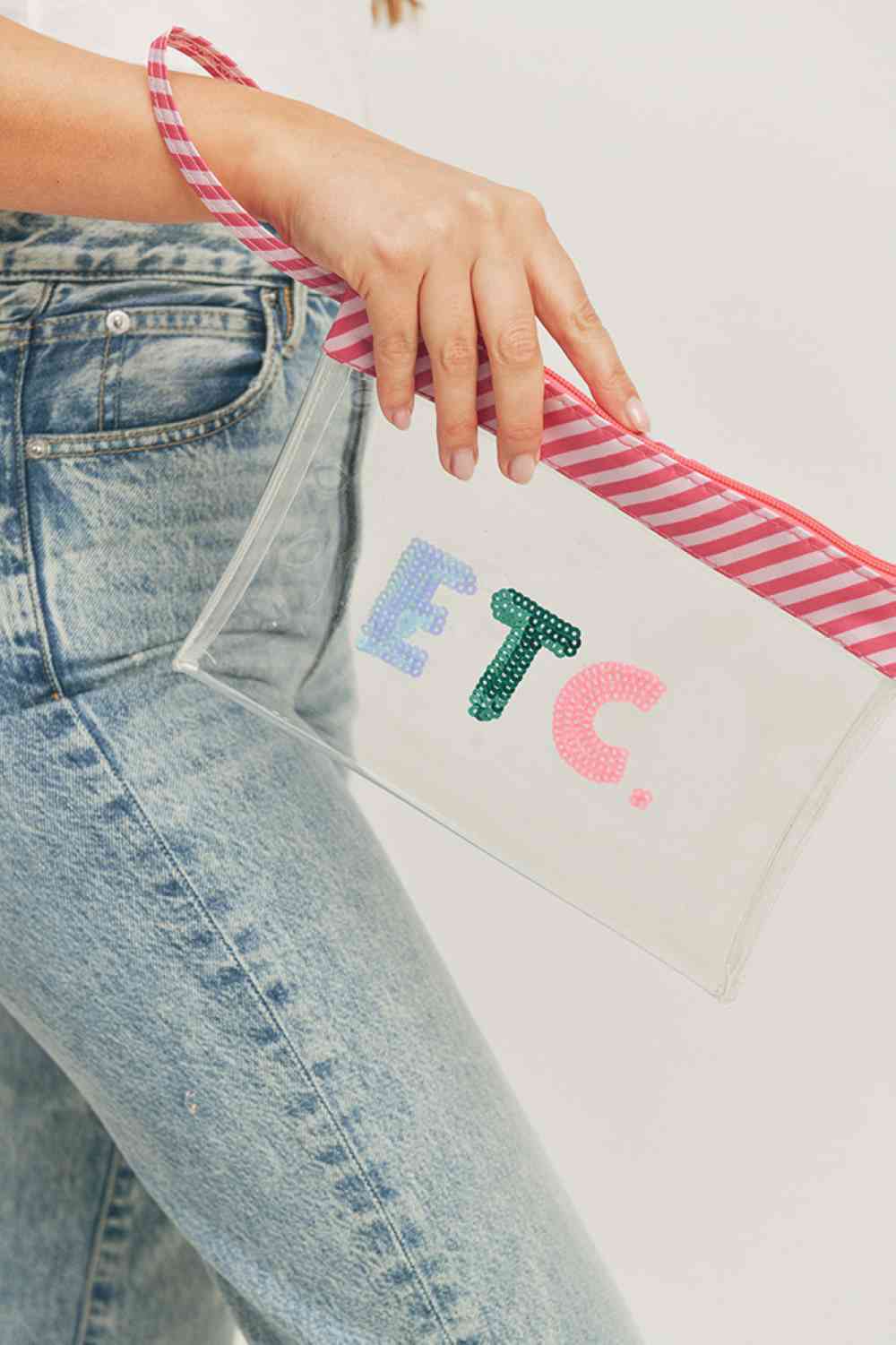 ETC Sequin Letter Clear Pouch