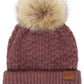 C.C Smocking Stitch Pattern Pom Beanie Hat
