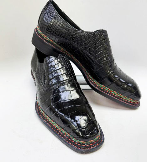 Zapatos Maurice Commander de cocodrilo hechos a medida - Negro