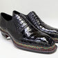 Zapatos Maurice Commander de cocodrilo hechos a medida - Negro