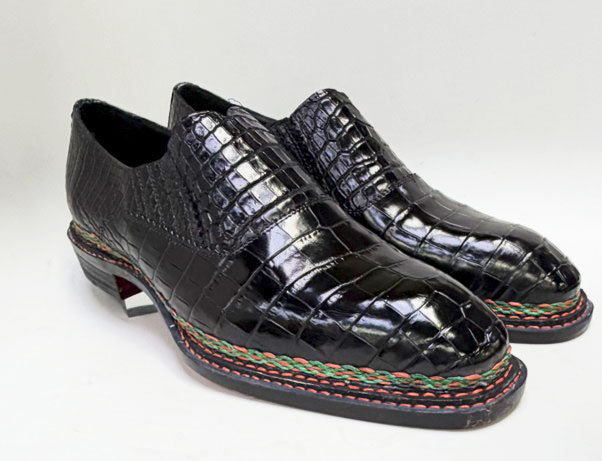 Zapatos Maurice Commander de cocodrilo hechos a medida - Negro