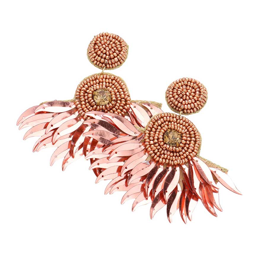 Felt Back Seed Beaded Boho Fringe Dangle Earrings