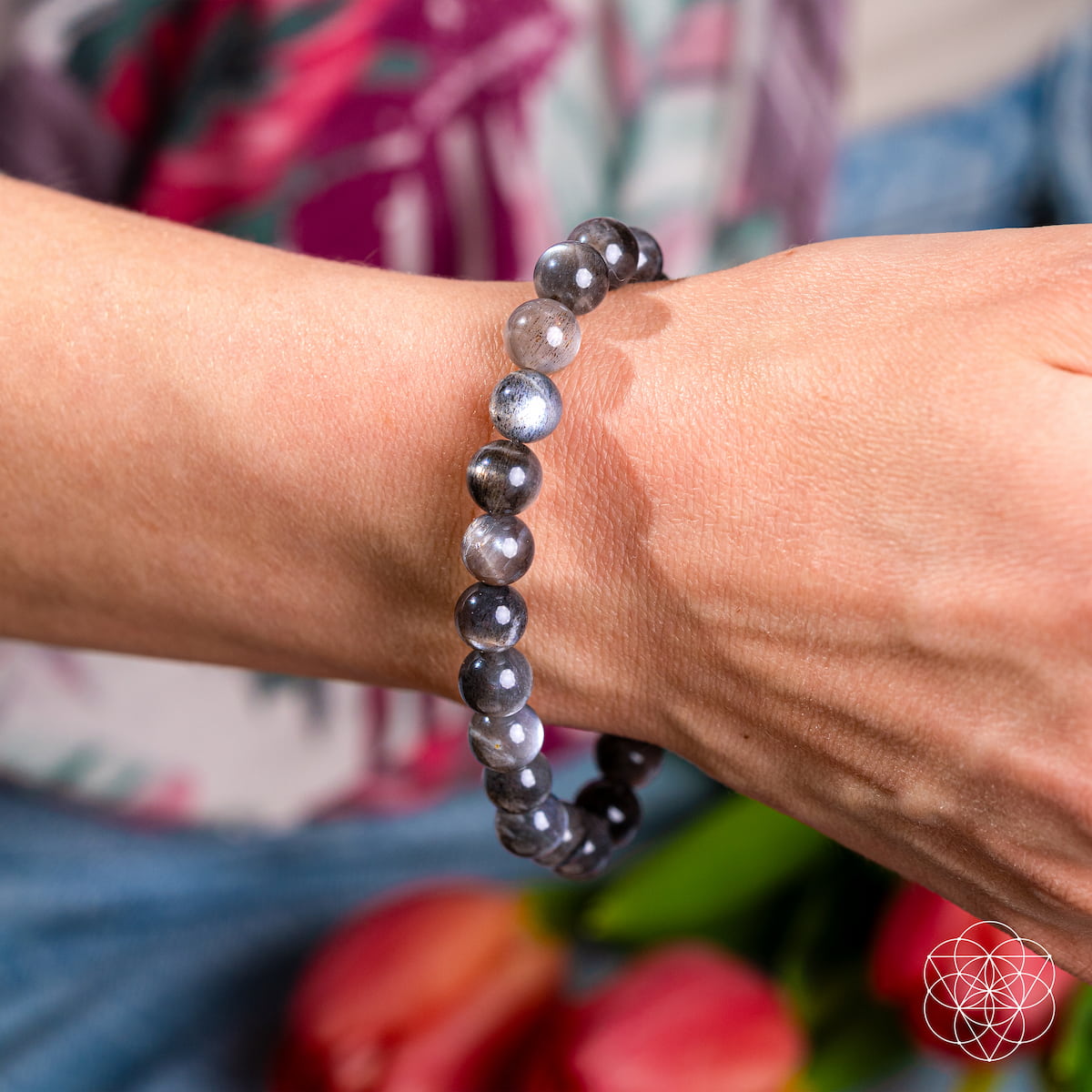 El cortador de cordones del empático – Pulsera de piedra lunar negra