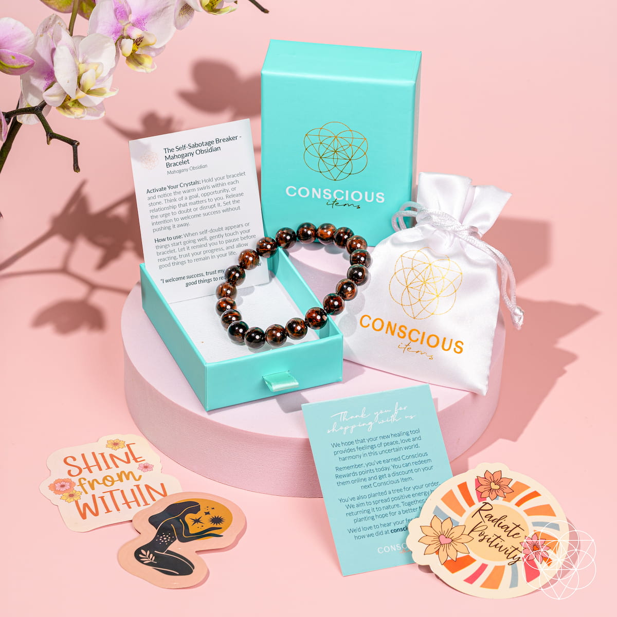 El Rompe Autosabotaje - Pulsera de Obsidiana Caoba