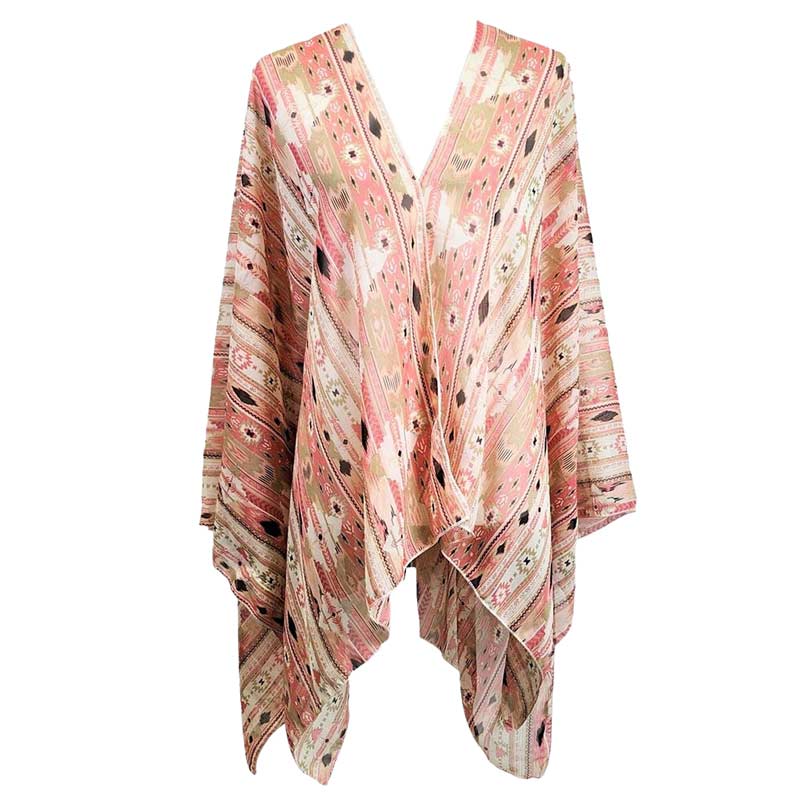 Boho Patterned Sheer Cover Up Kimono Poncho