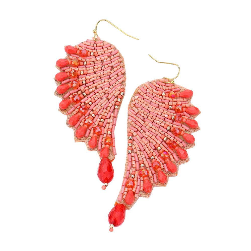 Felt Back Bead Embellished Wing Dangle Earrings