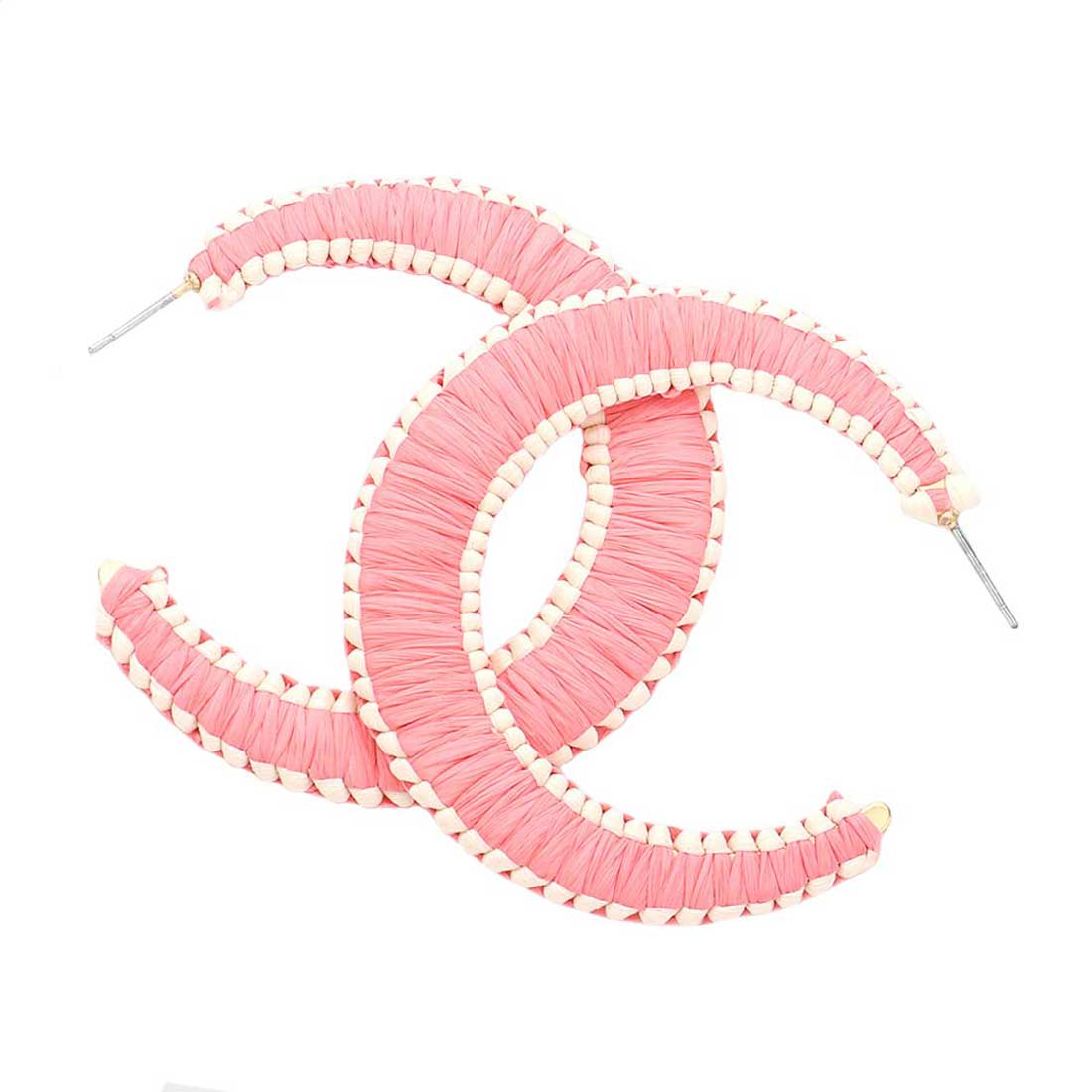 Woven Raffia Hoop Earrings