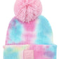 C.C Tie Dye Kids Beanie With C C Rubber Patch And Yarn Pom