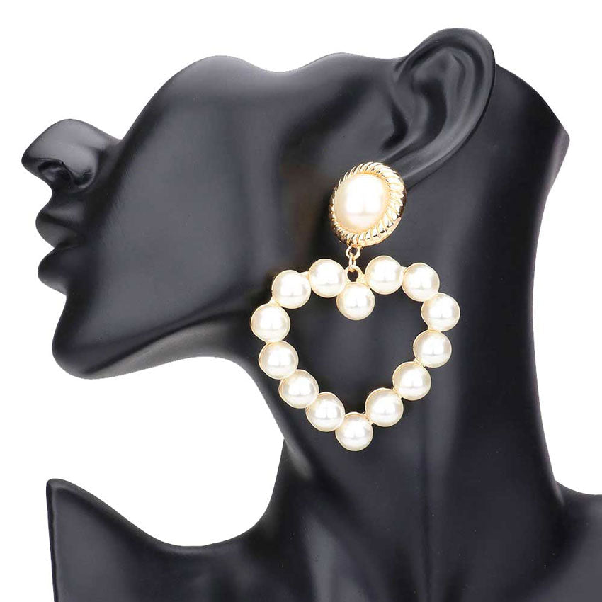 Bubble Stone Cluster Open Heart Dangle Earrings