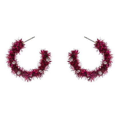 Christmas Tinsel Hoop Earrings