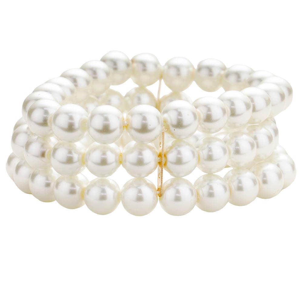 Multi Layered Pearl Stretch Bracelet