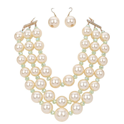 Triple Layered Chunky Pearl Necklace