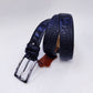Maurice Crocodile Leather Belt - Navy