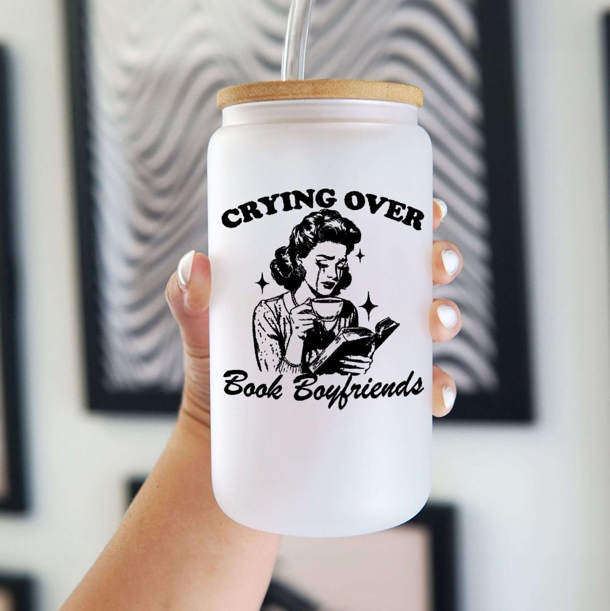 Crying Over Book Boyfriend Glass Cups