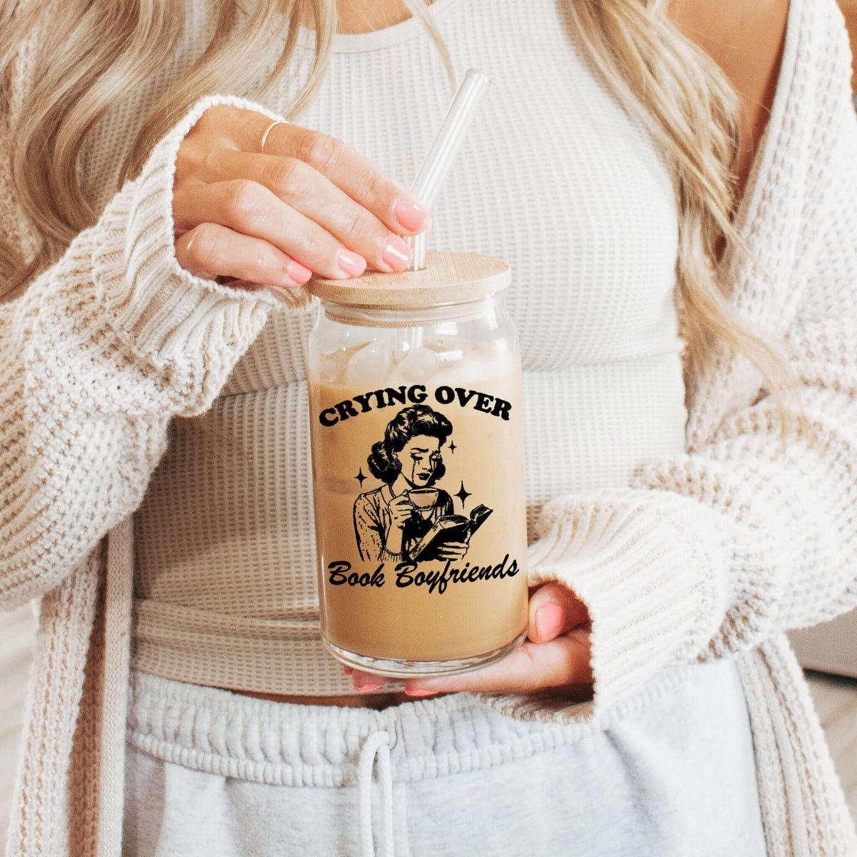 Crying Over Book Boyfriend Glass Cups