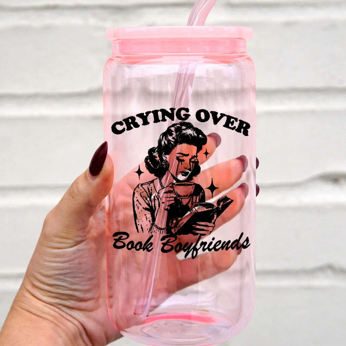 Crying Over Book Boyfriend Glass Cups