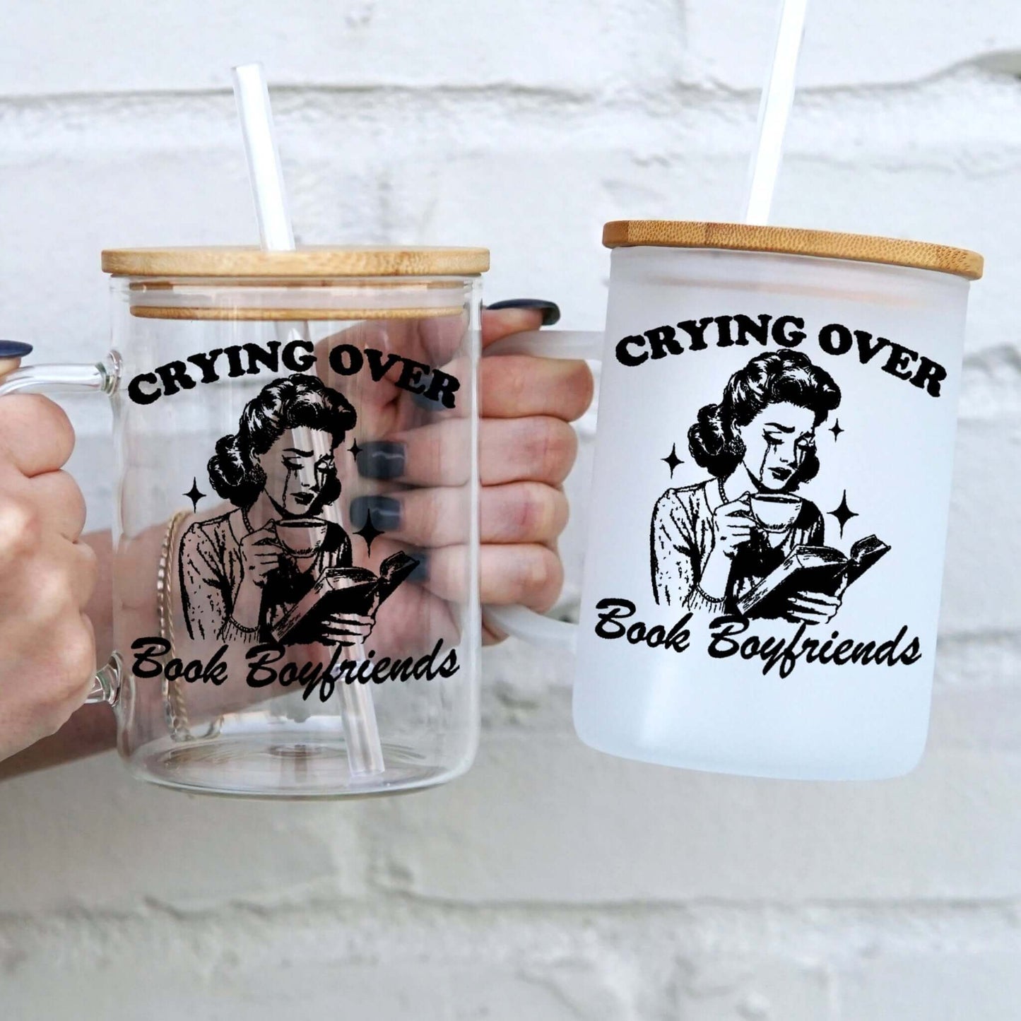 Crying Over Book Boyfriend Glass Cups