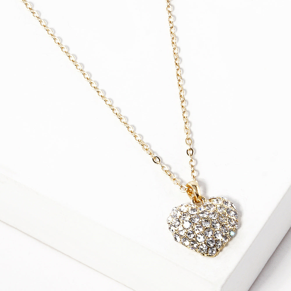 Crystal Pave Heart Pendant Necklace