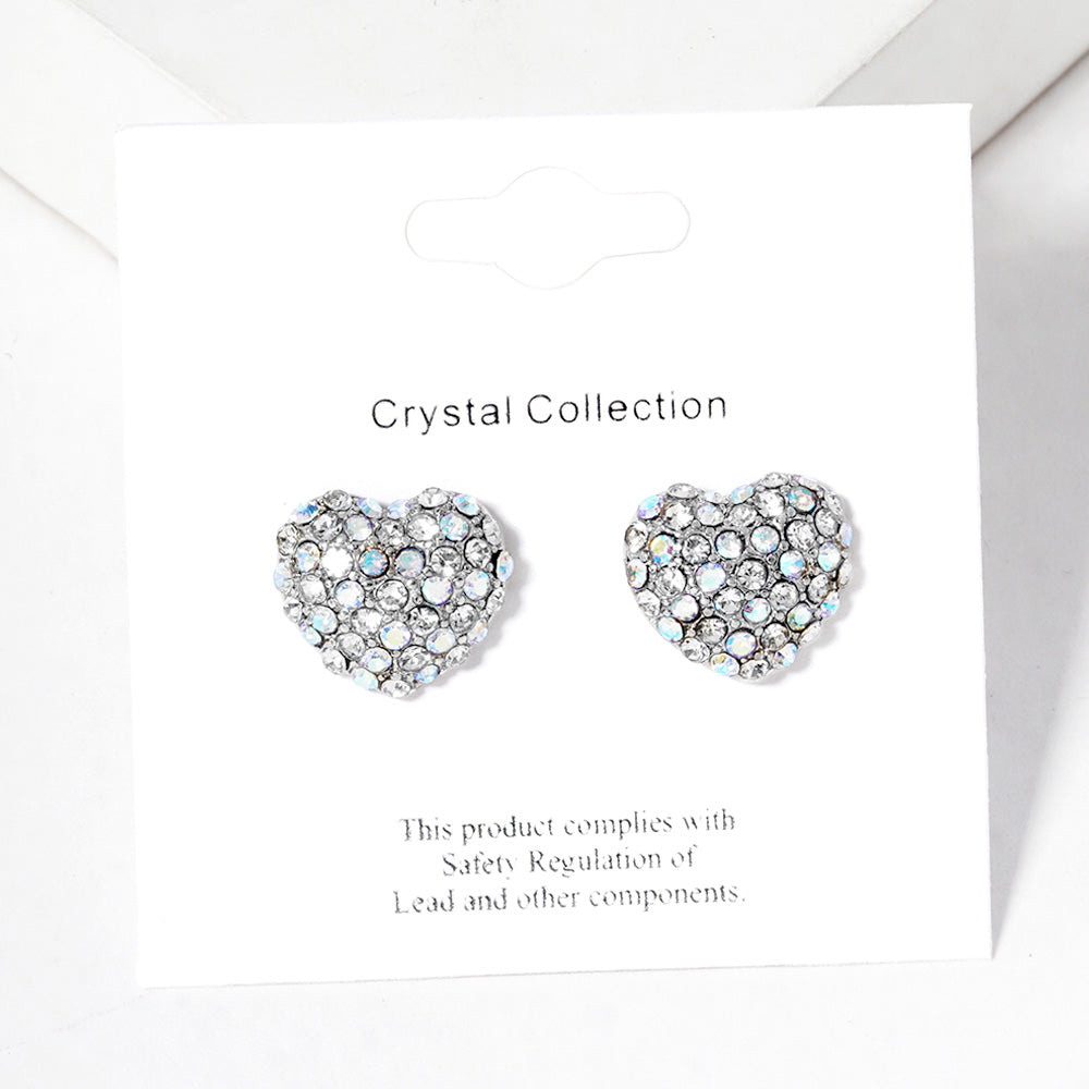Crystal Pave Heart Stud Earrings