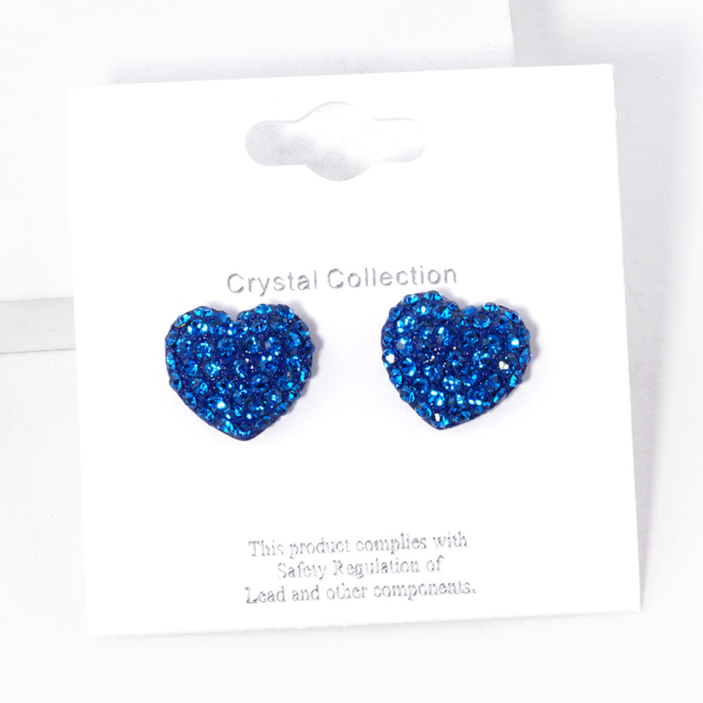 Crystal Pave Heart Stud Earrings