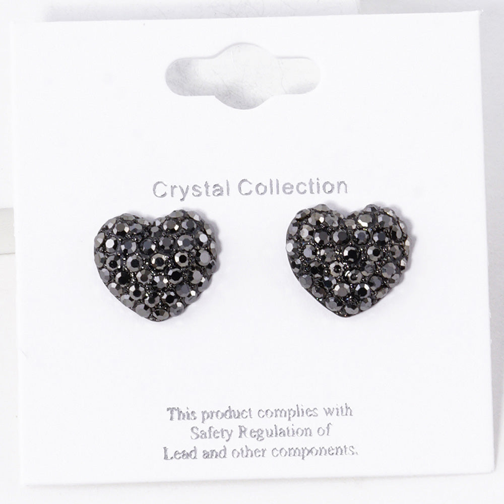 Crystal Pave Heart Stud Earrings