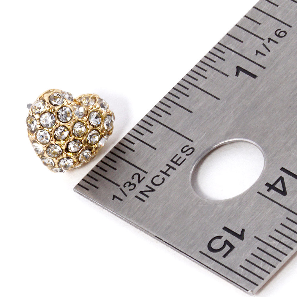 Crystal Paved Heart Stud Earrings