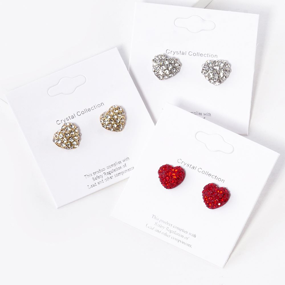 Crystal Paved Heart Stud Earrings