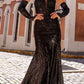 Nox Anabel D1263 Long Strapless Sequin Mermaid Dress Removable Gloves