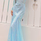 Nox Anabel D1263 Long Strapless Sequin Mermaid Dress Removable Gloves