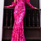 Nox Anabel D1269 Detachable Long Sleeves Floral Sequin Mermaid Gown