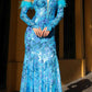 Nox Anabel D1269 Detachable Long Sleeves Floral Sequin Mermaid Gown