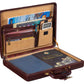 Executive Men's Leather Attache Briefcase Brown/Cherry Red