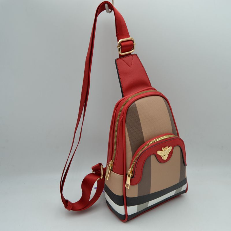 Panelled Sling Bag with Metallic Bee Accent