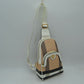 Panelled Sling Bag with Metallic Bee Accent