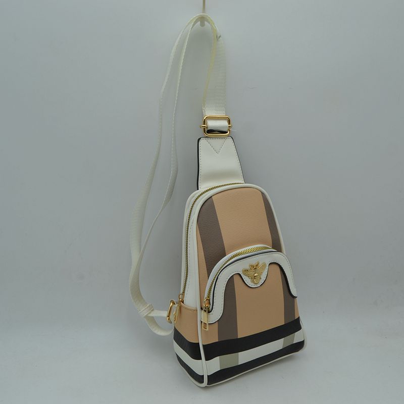 Panelled Sling Bag with Metallic Bee Accent