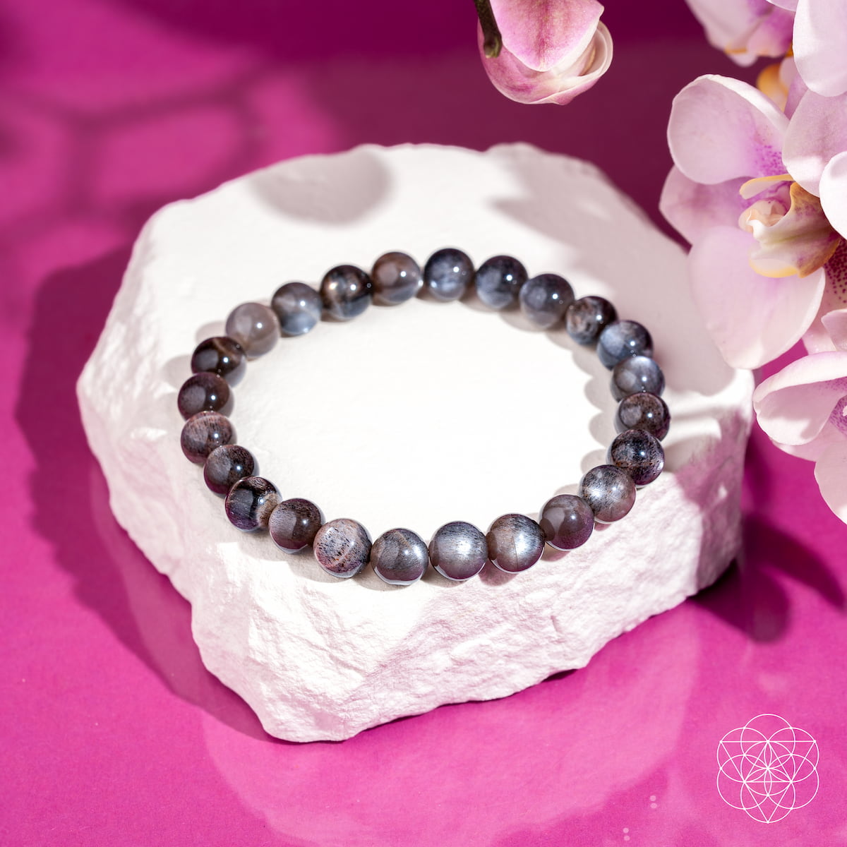 El cortador de cordones del empático – Pulsera de piedra lunar negra