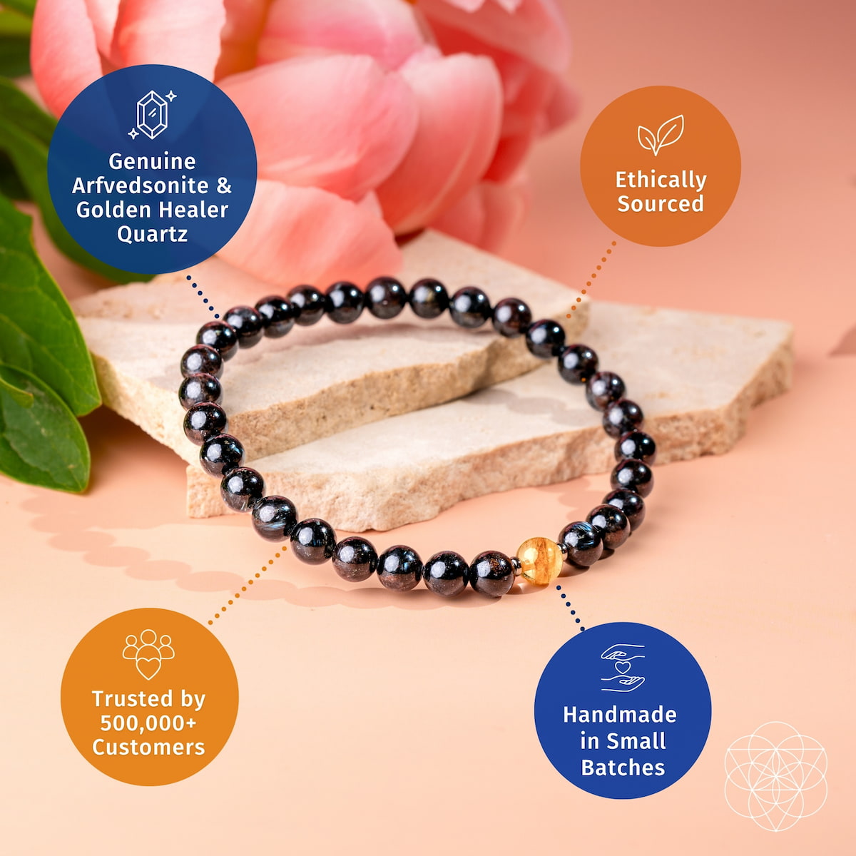 La pulsera de arfvedsonita para una curación profunda | 6 mm