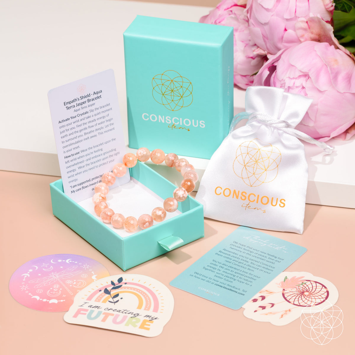 La Mujer en la Que Te Estás Convirtiendo - Pulsera de Ágata Flor de Cerezo