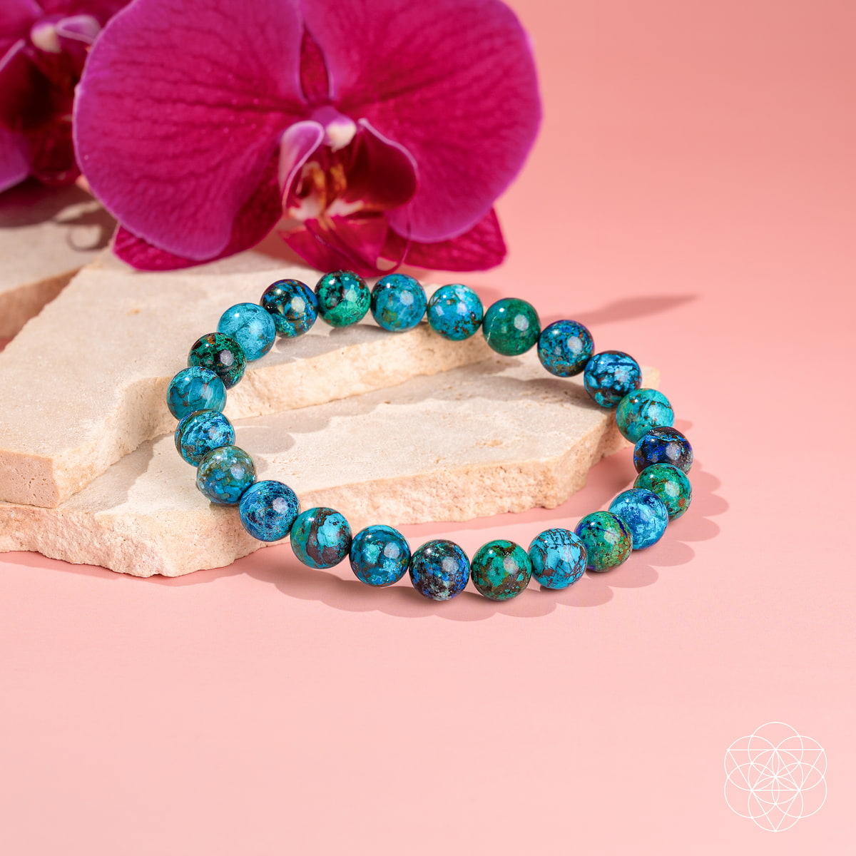 Brazalete de crisocola peruana rara - La piedra sabia de Cleopatra