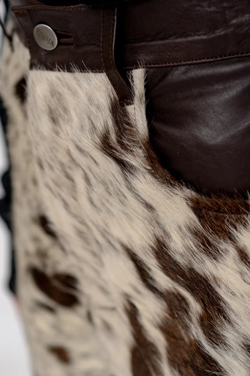 Hair-On Cowhide Pants – Premium Pony Hair Cow Print Unisex