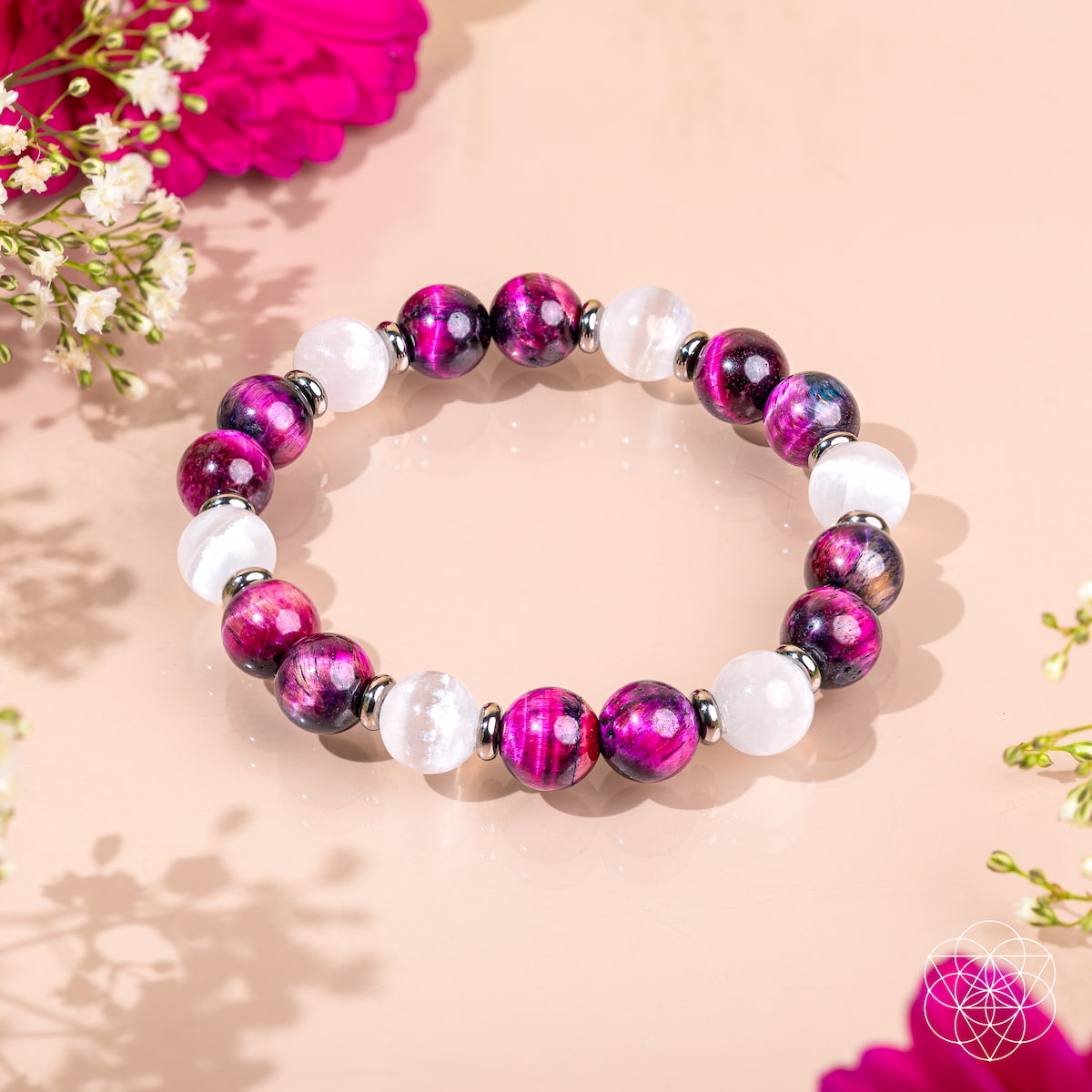 Crea tu futuro – Pulsera de ojo de tigre galaxia rosa