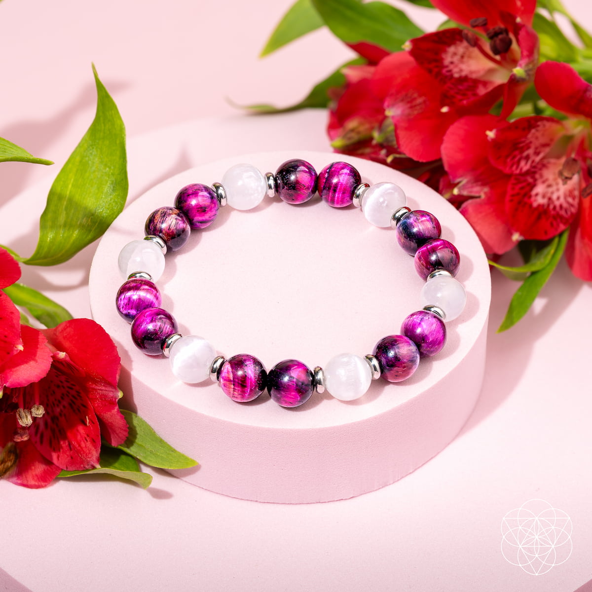 Crea tu futuro – Pulsera de ojo de tigre galaxia rosa
